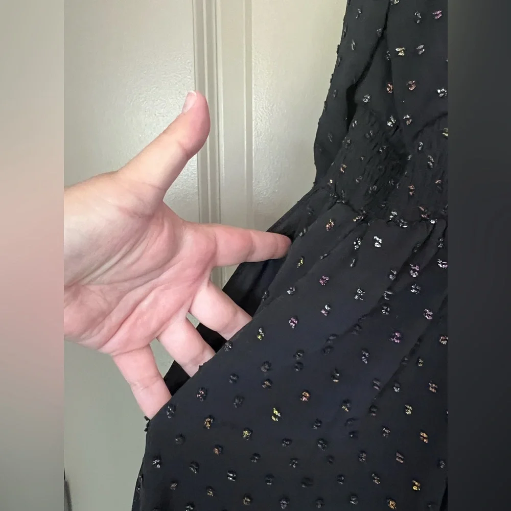 Torrid Mini Clip Dot Blouson Long Sleeve Dress - Picture 10 of 12